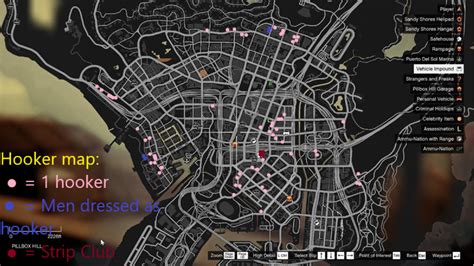 gta strip club map|As requested, I made a map that shows where the hookers are, I。